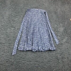 Skies Are Blue Skirt Womens Small Blue White Floral Midi Wrap Tie Waist NWT